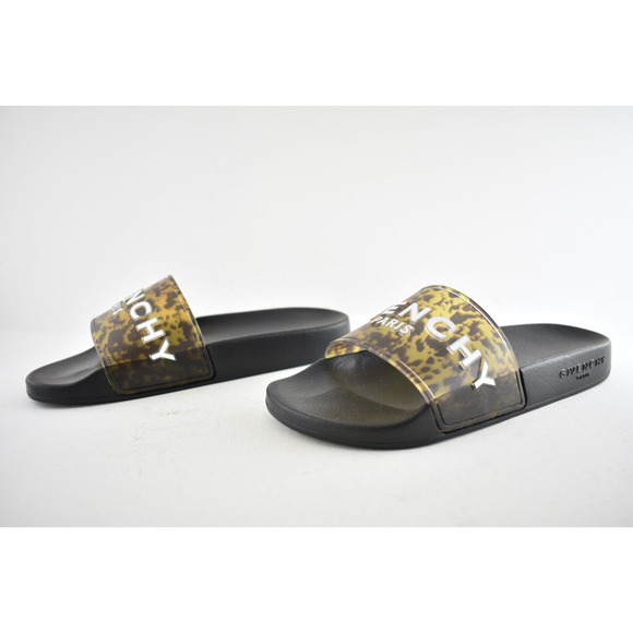 Givenchy Marble Effect Black Yellow Logo Slide On Pool Sandal Flip Flop Flat 35 - Picture 9 of 12